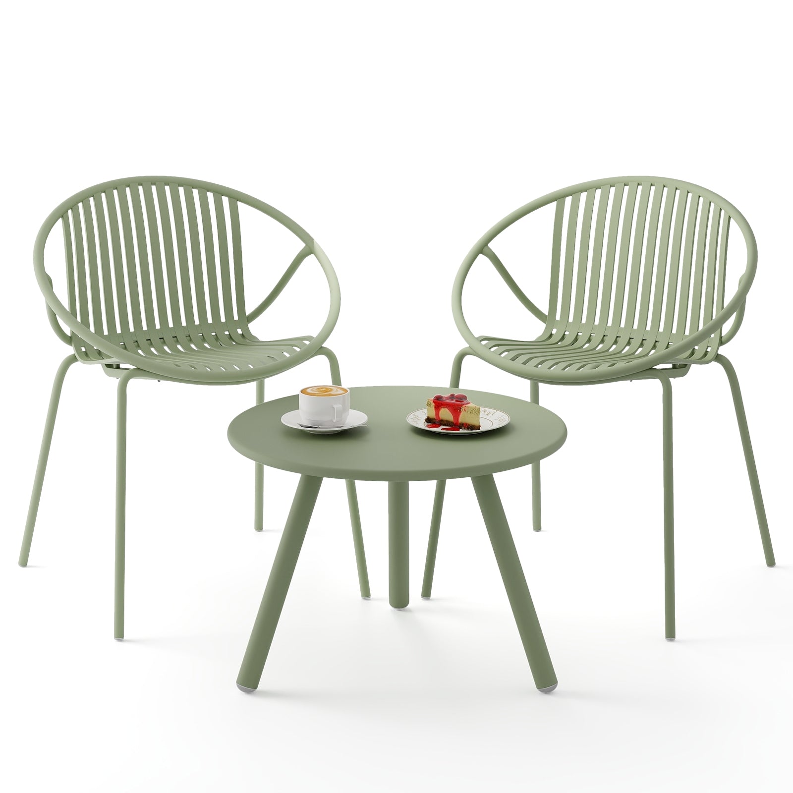 Patio Conversation Set, Round Coffee Table, 2 Chairs, Green Patio Conversation Sets at Gallery Canada