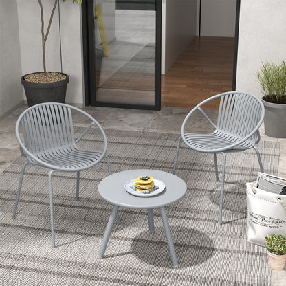 All Weather PP Patio Conversation Set, Round Coffee Table, 2 Chairs, Gray Patio Conversation Sets at Gallery Canada