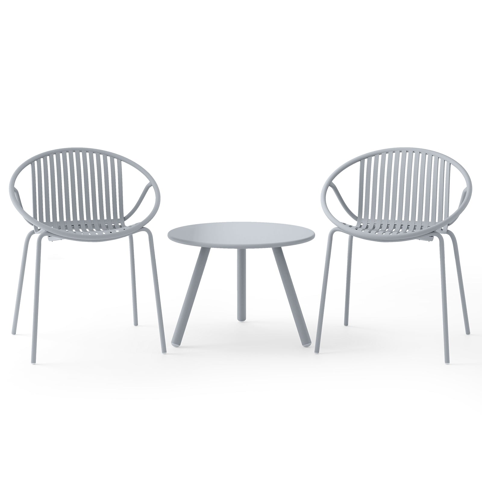 All Weather PP Patio Conversation Set, Round Coffee Table, 2 Chairs, Gray Patio Conversation Sets at Gallery Canada