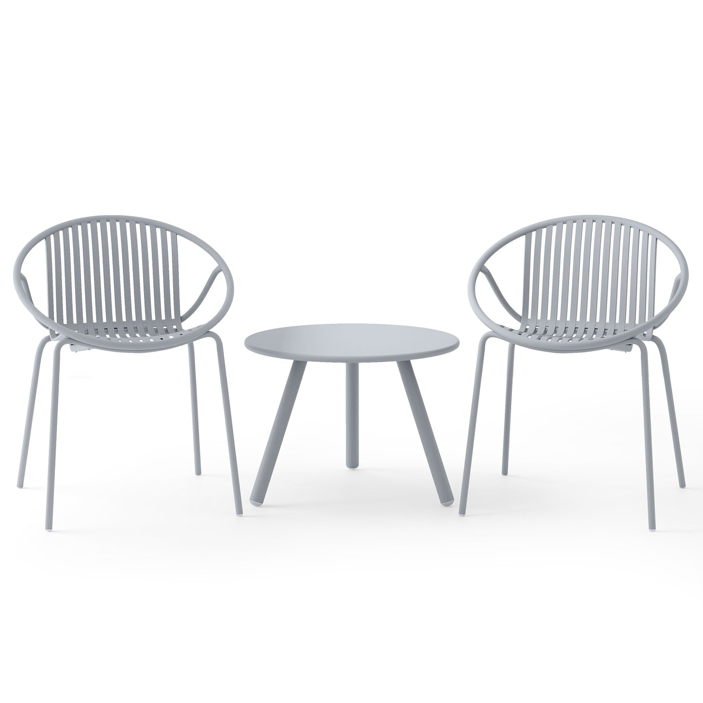 All Weather PP Patio Conversation Set, Round Coffee Table, 2 Chairs, Gray Patio Conversation Sets at Gallery Canada
