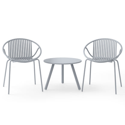 All Weather PP Patio Conversation Set, Round Coffee Table, 2 Chairs, Gray Patio Conversation Sets at Gallery Canada