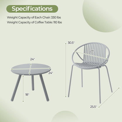 All Weather PP Patio Conversation Set, Round Coffee Table, 2 Chairs, Gray Patio Conversation Sets at Gallery Canada