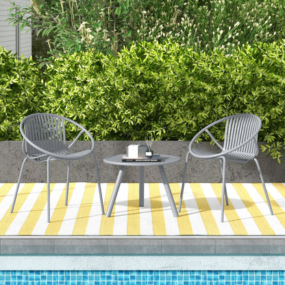 All Weather PP Patio Conversation Set, Round Coffee Table, 2 Chairs, Gray Patio Conversation Sets at Gallery Canada