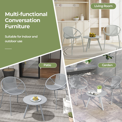 All Weather PP Patio Conversation Set, Round Coffee Table, 2 Chairs, Gray Patio Conversation Sets at Gallery Canada