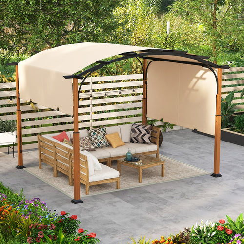 10 x 12 FT Retractable Pergola With Canopy, Beige