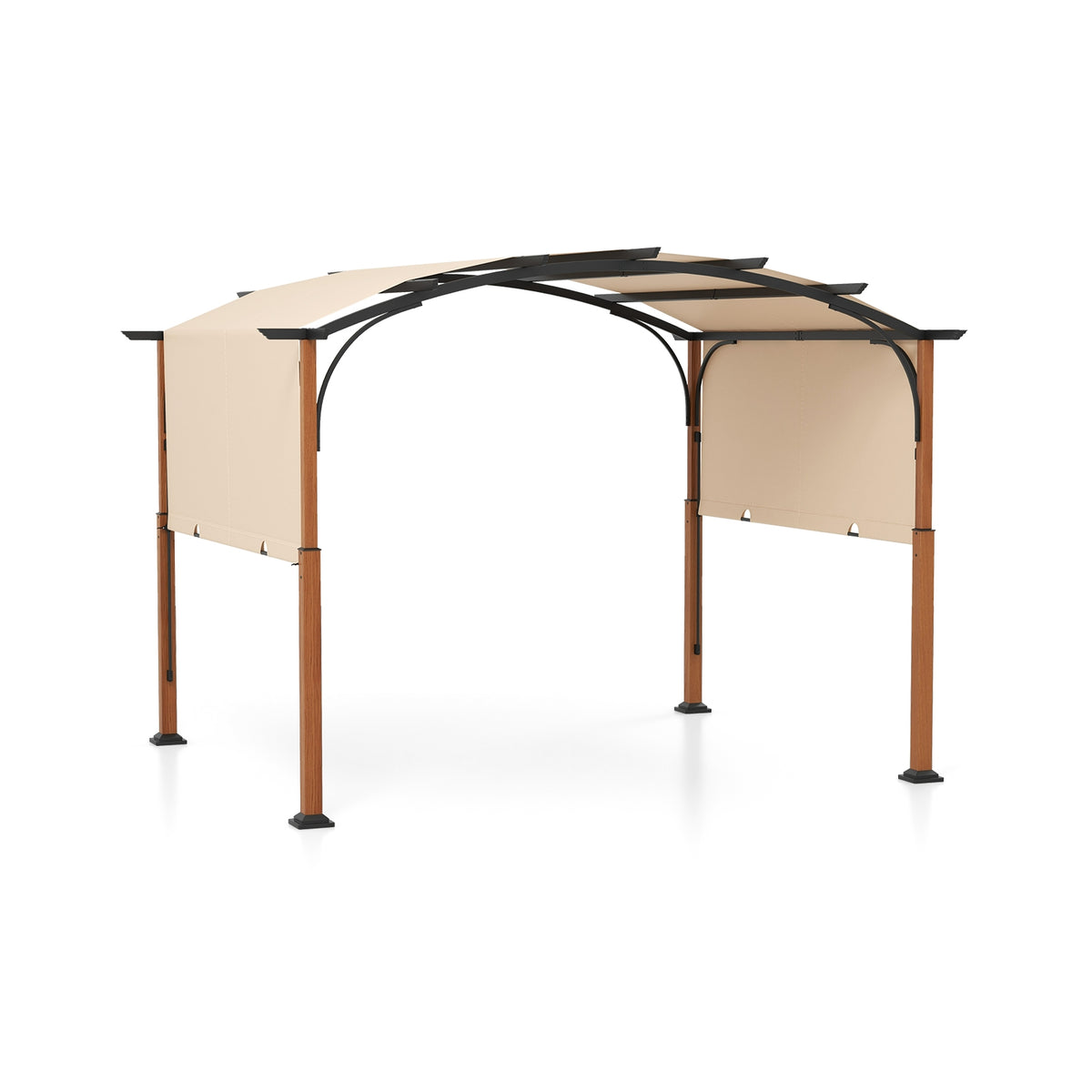 10 x 12 FT Retractable Pergola With Canopy, Beige Gazebos at Gallery Canada