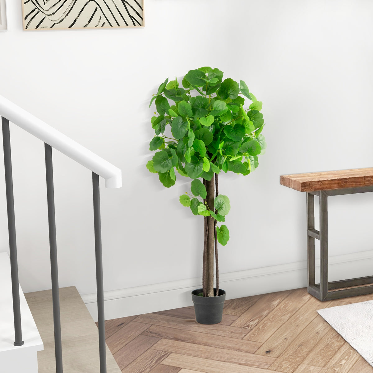44 Inch Artificial Crabapple Tree, Adjustable Branches, Green Faux Plants at Gallery Canada