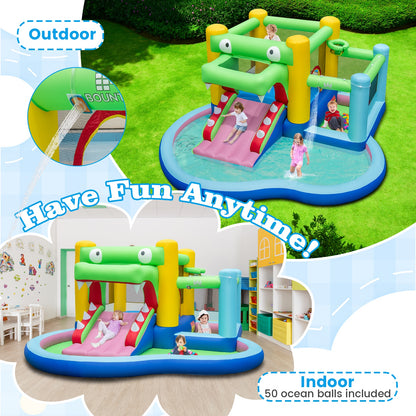 Inflatable Bounce House With Slide, Splash Pool, 680W Blower, Multicolor Bounce House at Gallery Canada