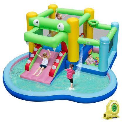 Inflatable Bounce House With Slide, Splash Pool, 680W Blower, Multicolor Bounce House Multicolor at Gallery Canada