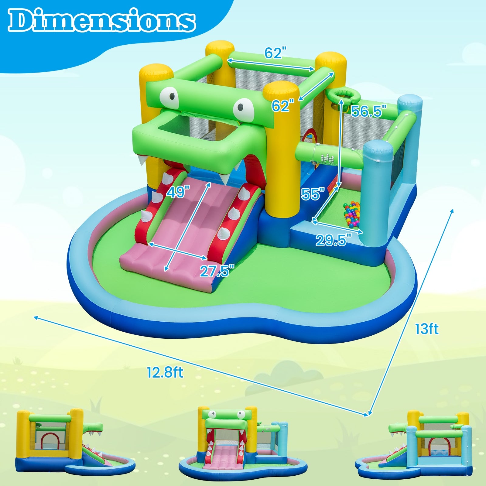 Inflatable Bounce House With Slide, Splash Pool, 680W Blower, Multicolor Bounce House at Gallery Canada