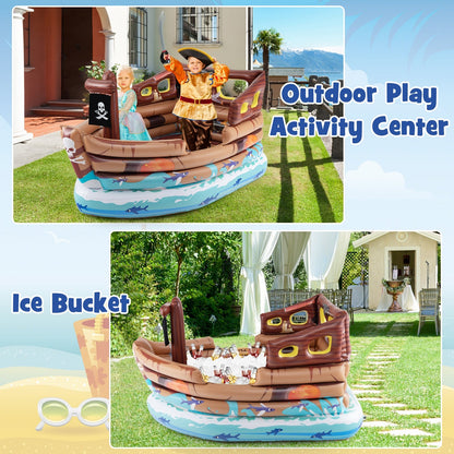 Inflatable Pirate Ship Playhouse, Built-in Motor, Inflatable Toy Sword, Brown Play Tents & Playhouse at Gallery Canada