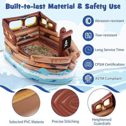 Inflatable Pirate Ship Playhouse, Built-in Motor, Inflatable Toy Sword, Brown Play Tents & Playhouse at Gallery Canada