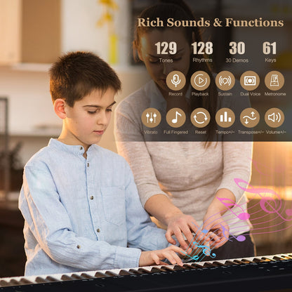 61-Key Portable Electronic Keyboard Piano Set With Stand, Stool Pianos & Keyboards at Gallery Canada