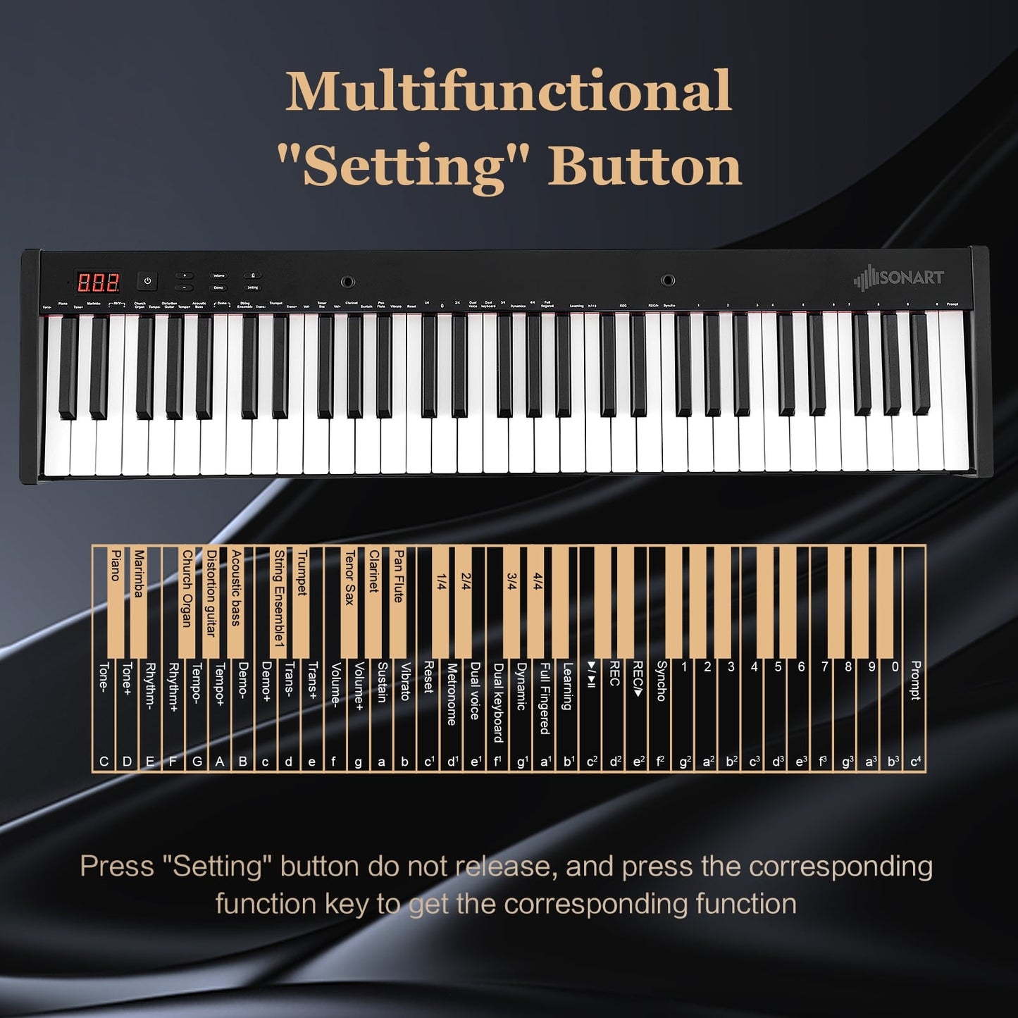 61-Key Portable Electronic Keyboard Piano Set With Stand, Stool Pianos & Keyboards at Gallery Canada