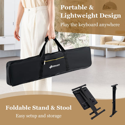 61-Key Portable Electronic Keyboard Piano Set With Stand, Stool Pianos & Keyboards at Gallery Canada
