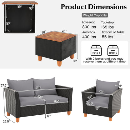 4 Piece Outdoor Conversation Set, With Storage Coffee Table, Gray Patio Conversation Sets at Gallery Canada