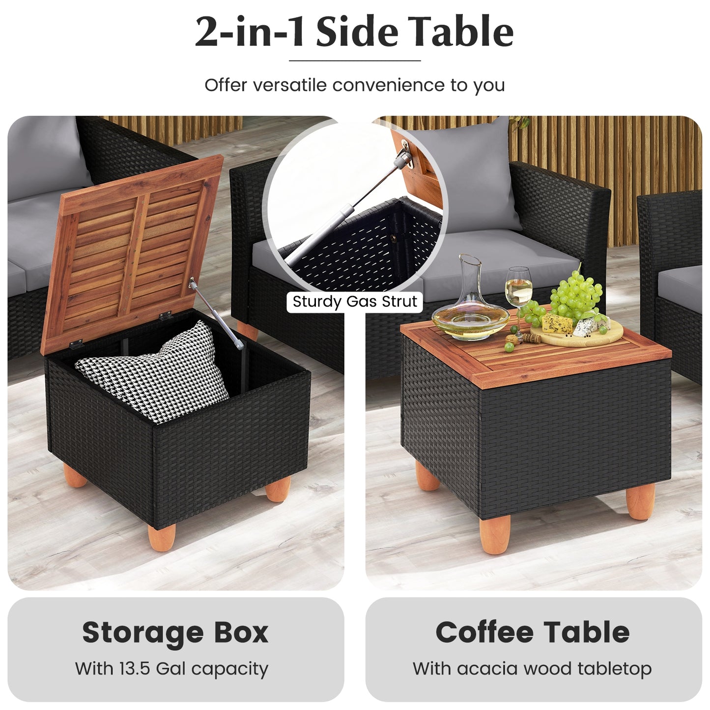 4 Piece Outdoor Conversation Set, With Storage Coffee Table, Gray Patio Conversation Sets at Gallery Canada