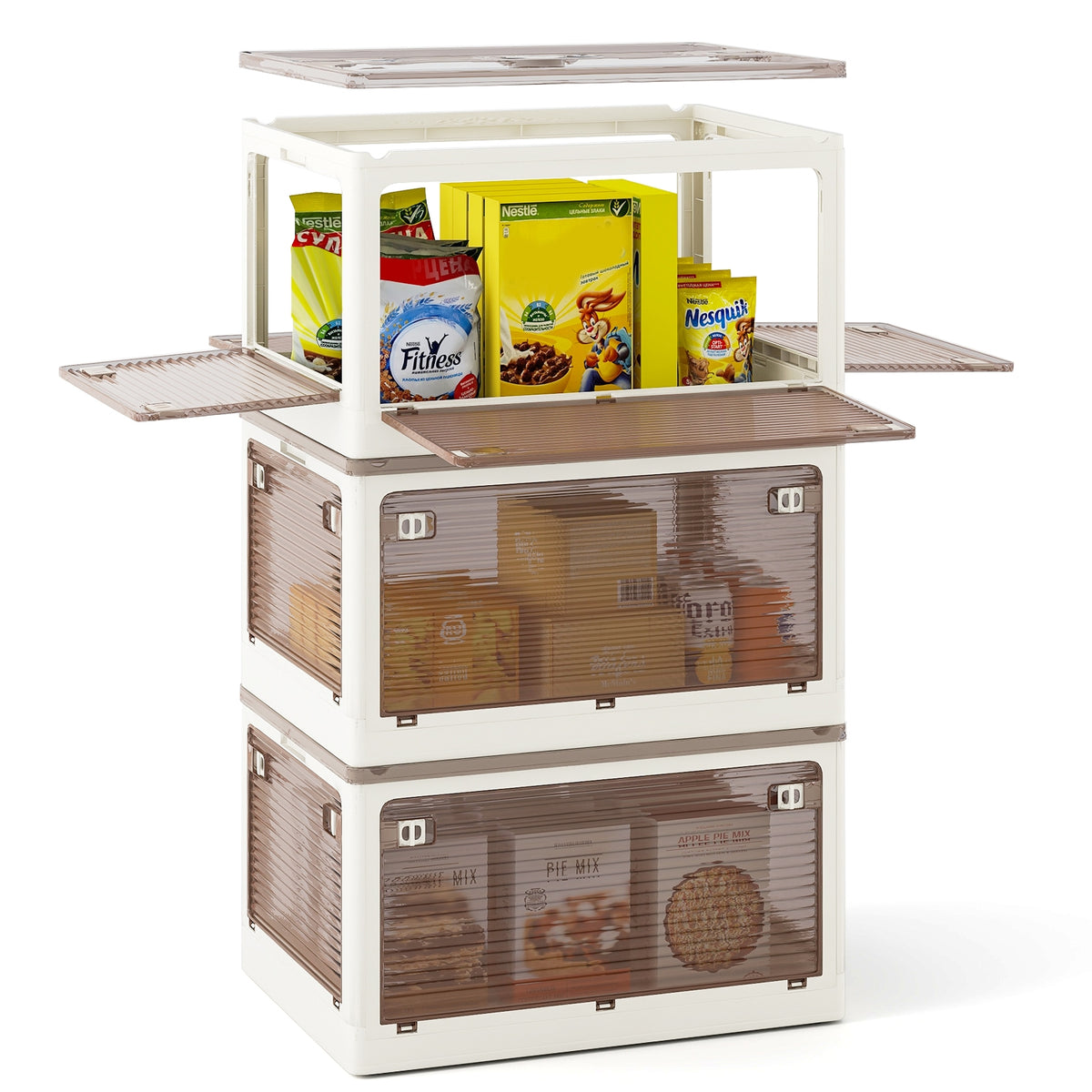 3-Pack Stackable Storage Bins With Lids, 18 Gal, White Cabinets & Chests at Gallery Canada