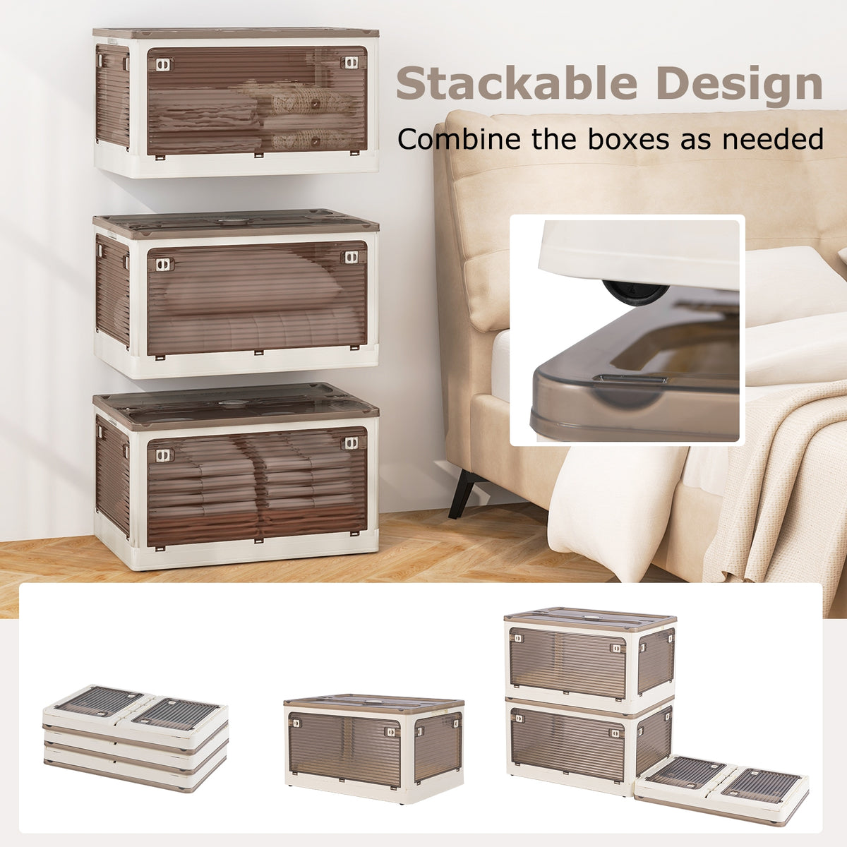 3-Pack Stackable Storage Bins With Lids, 18 Gal, White Cabinets & Chests at Gallery Canada