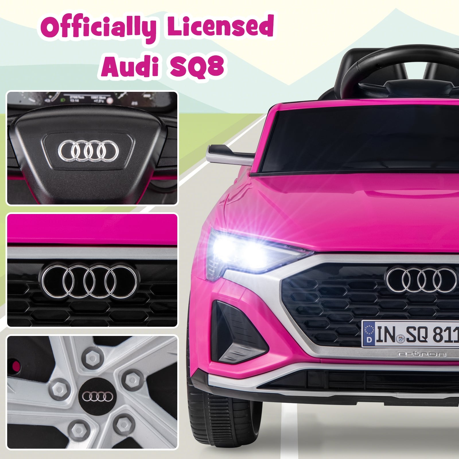 Kids Ride On Car, 12V, Remote Control, 3 Speeds, Pink Powered Ride On Toys at Gallery Canada