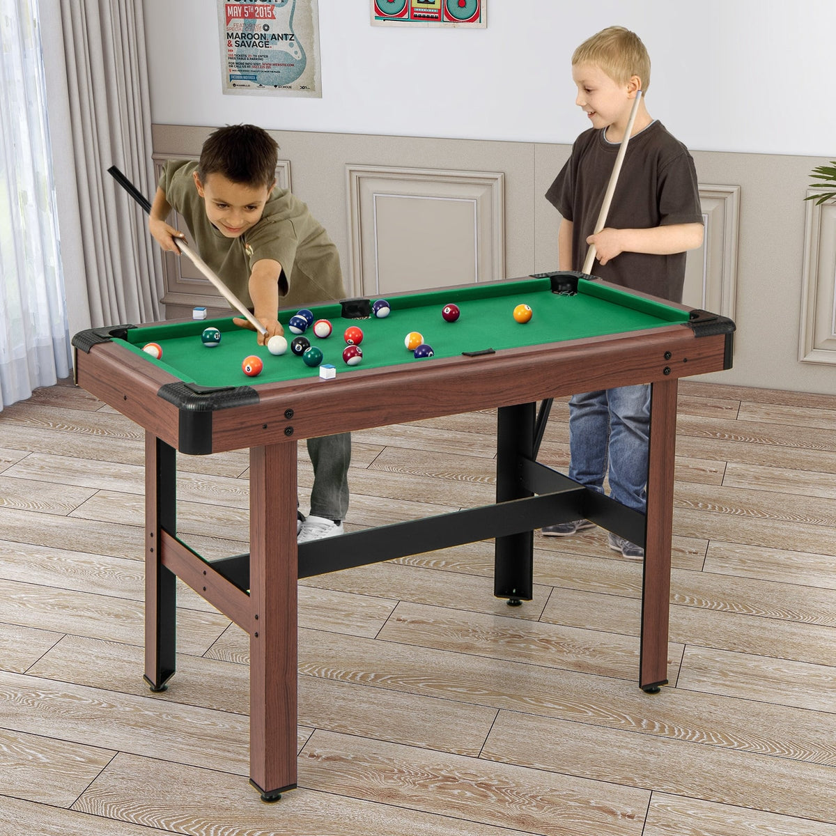48 Inch Wooden Pool Table With Full Ball Set, Green Game Room at Gallery Canada