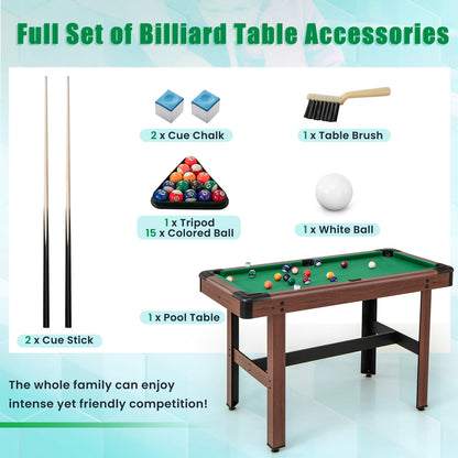 48 Inch Wooden Pool Table With Full Ball Set, Green Game Room at Gallery Canada