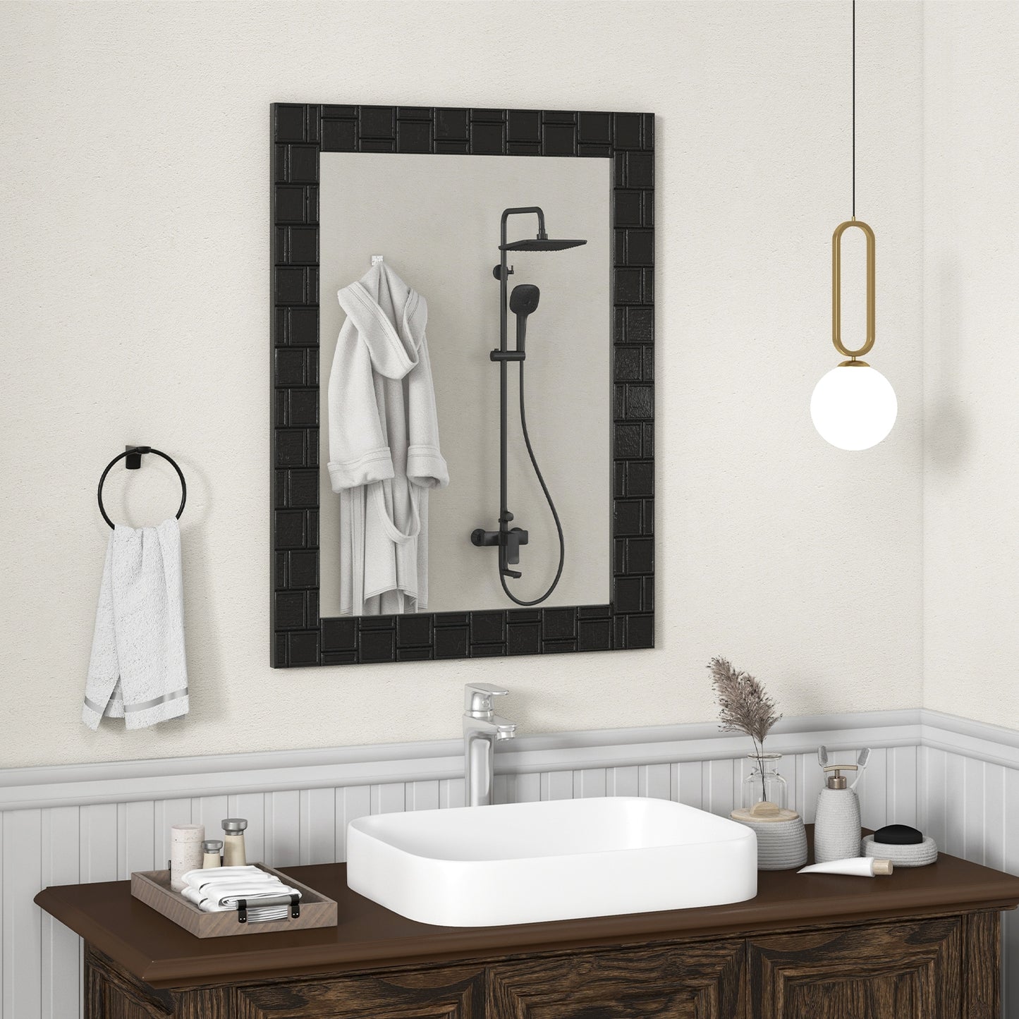 Wood Framed Wall Mirror, Rectangle Vanity Mirror, Black Wall Mirrors at Gallery Canada