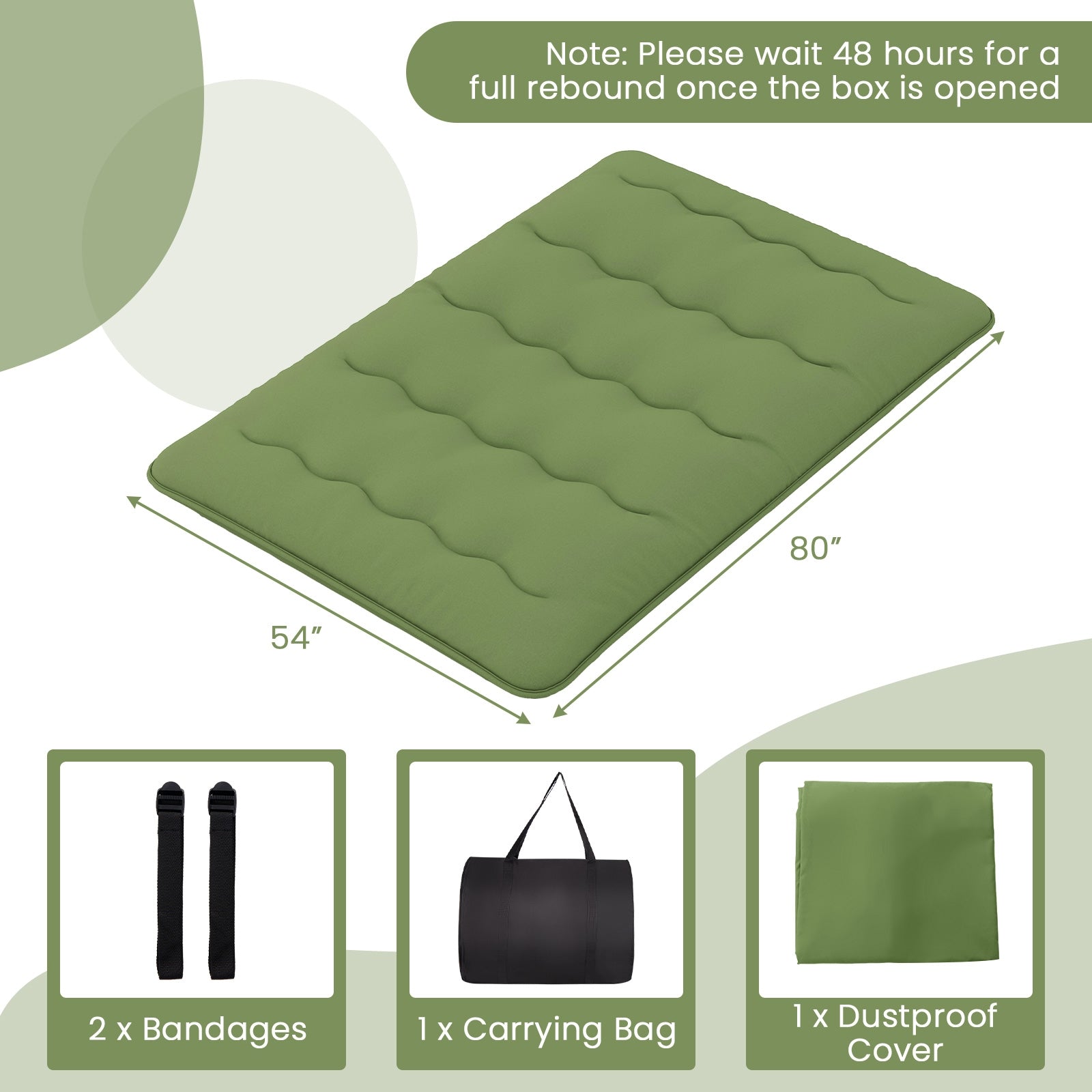 Full Size Floor Mattress, Washable Cover, Carry Bag, Green Mattresses at Gallery Canada