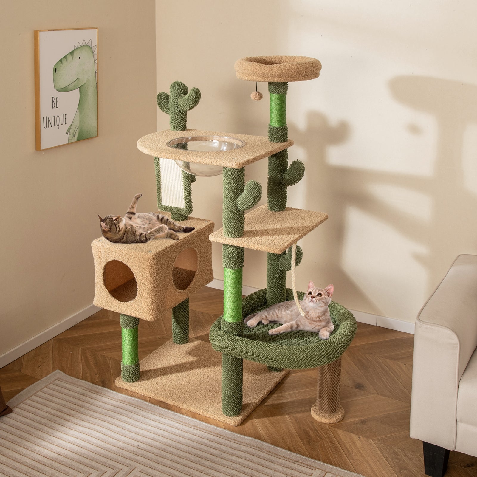 59 Inch Multilevel Cat Tree, Scratching Posts, Cando Toy, Green Cat Trees Condos & Scratchers at Gallery Canada