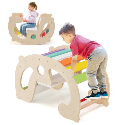 2-in-1 Rocking Horse Arch, Montessori Climbing Toys, Multicolor Climbers & Slides at Gallery Canada