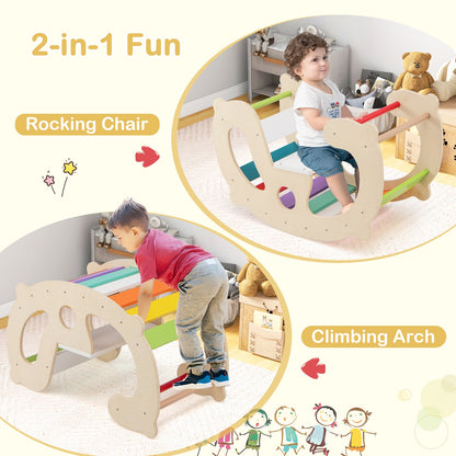 2-in-1 Rocking Horse Arch, Montessori Climbing Toys, Multicolor Climbers & Slides at Gallery Canada