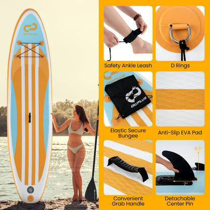 Inflatable Stand Up Paddle Board, Adjustable Paddle, 3 Fins, L, Orange Surfing at Gallery Canada