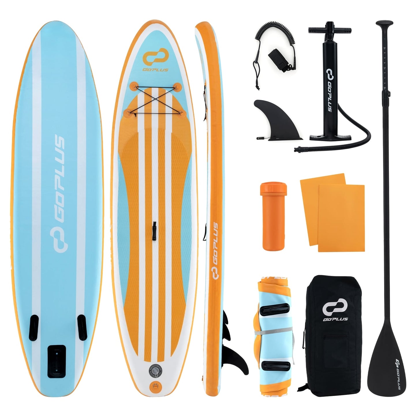 Inflatable Stand Up Paddle Board, Adjustable Paddle, 3 Fins, S, Orange Surfing at Gallery Canada