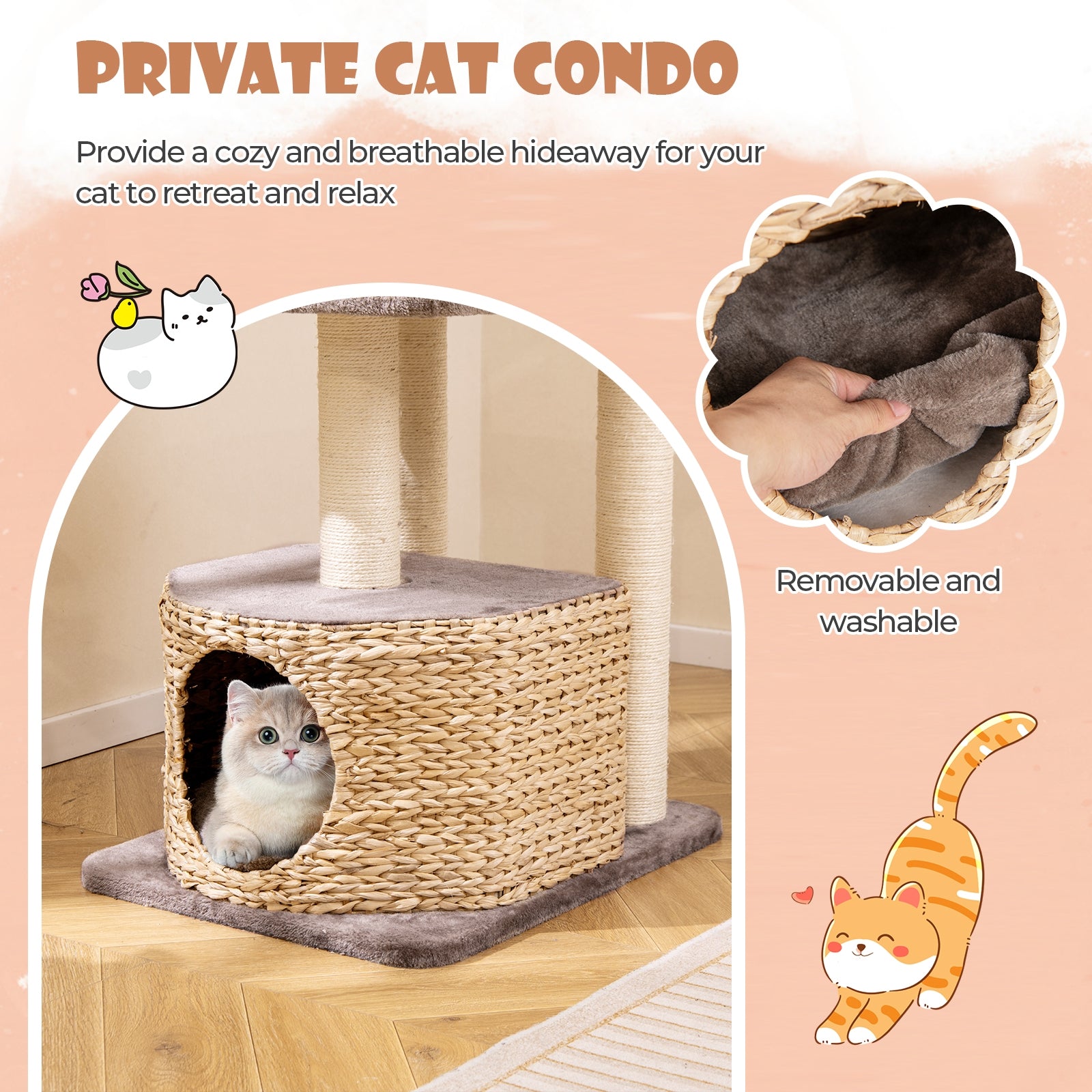 4 Layer Cat Tower, Scratching Posts, Condo, Washable Cushions, Coffee Cat Trees Condos & Scratchers at Gallery Canada