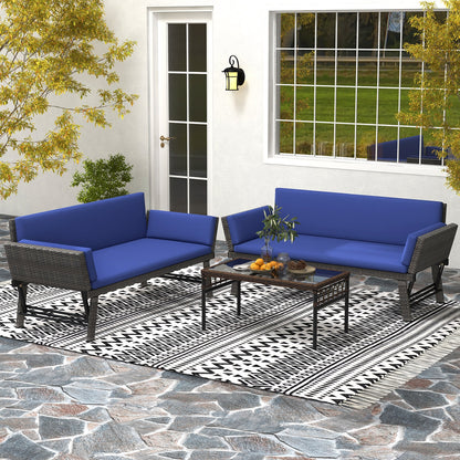 Outdoor Convertible Sofa Daybed, Adjustable Armrests, Navy Patio Conversation Sets at Gallery Canada