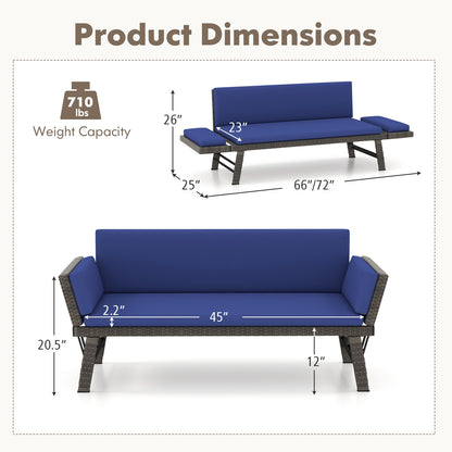 Outdoor Convertible Sofa Daybed, Adjustable Armrests, Navy Patio Conversation Sets at Gallery Canada