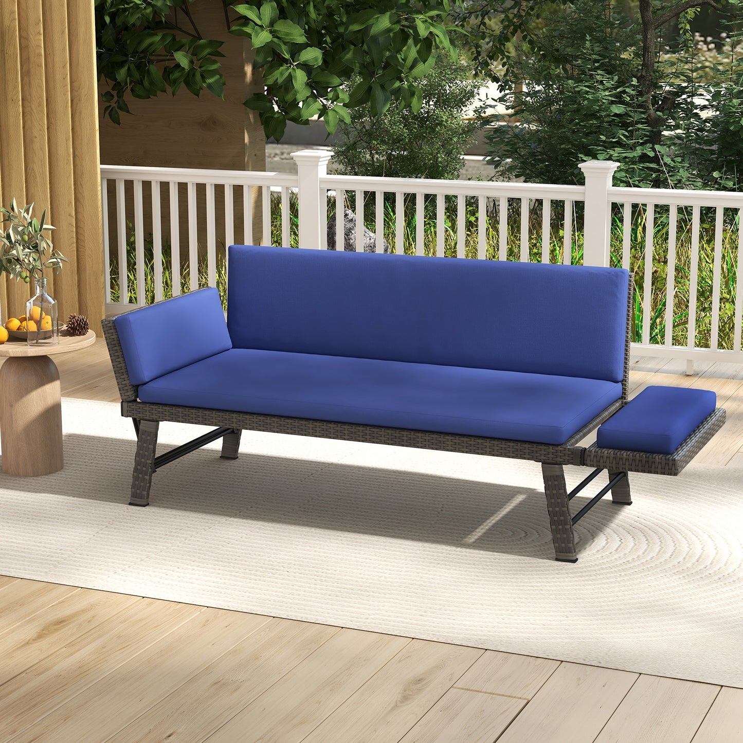 Outdoor Convertible Sofa Daybed, Adjustable Armrests, Navy Patio Conversation Sets at Gallery Canada