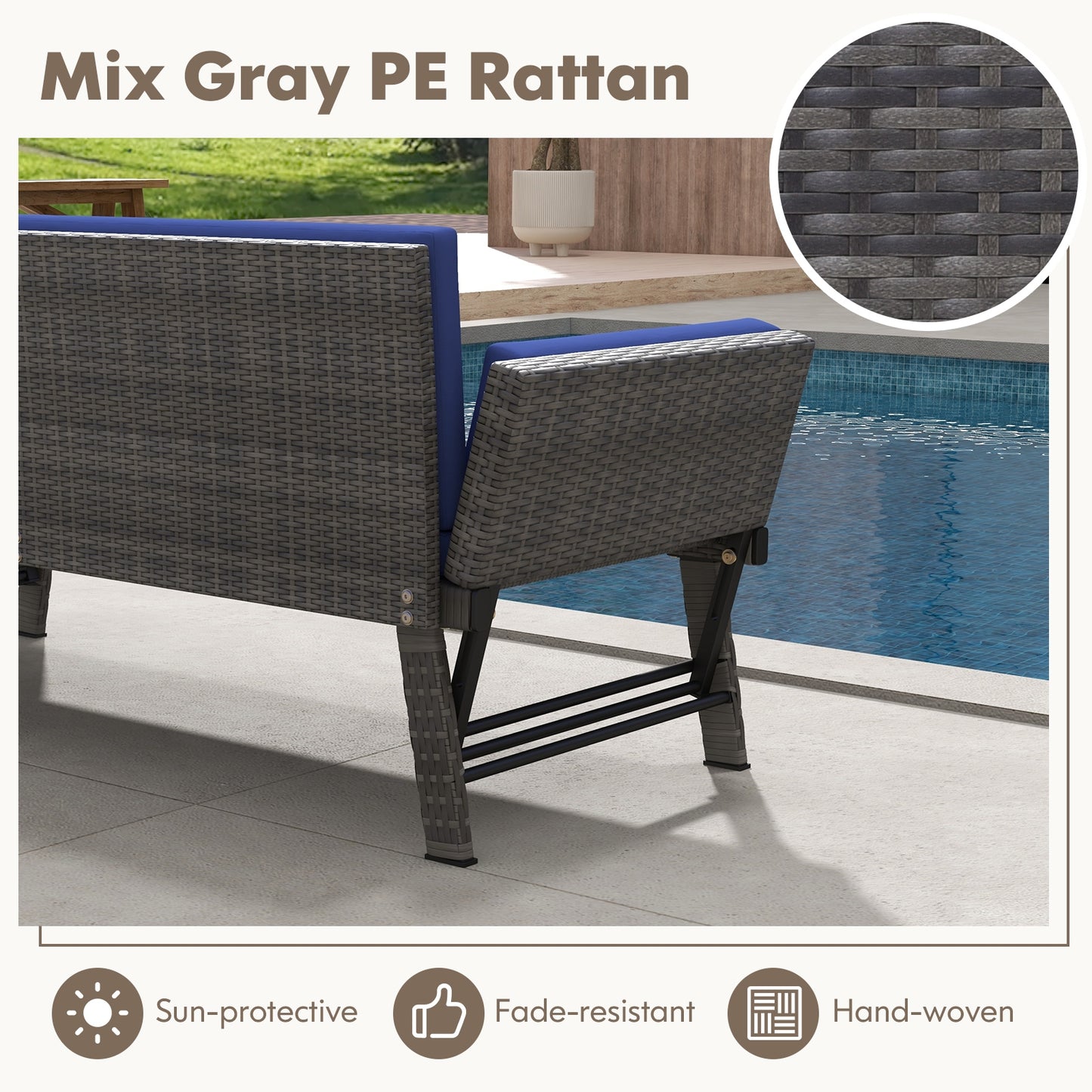 Outdoor Convertible Sofa Daybed, Adjustable Armrests, Navy Patio Conversation Sets at Gallery Canada