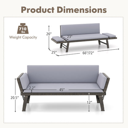 Outdoor Convertible Sofa Daybed, Adjustable Armrests, Gray Patio Conversation Sets at Gallery Canada