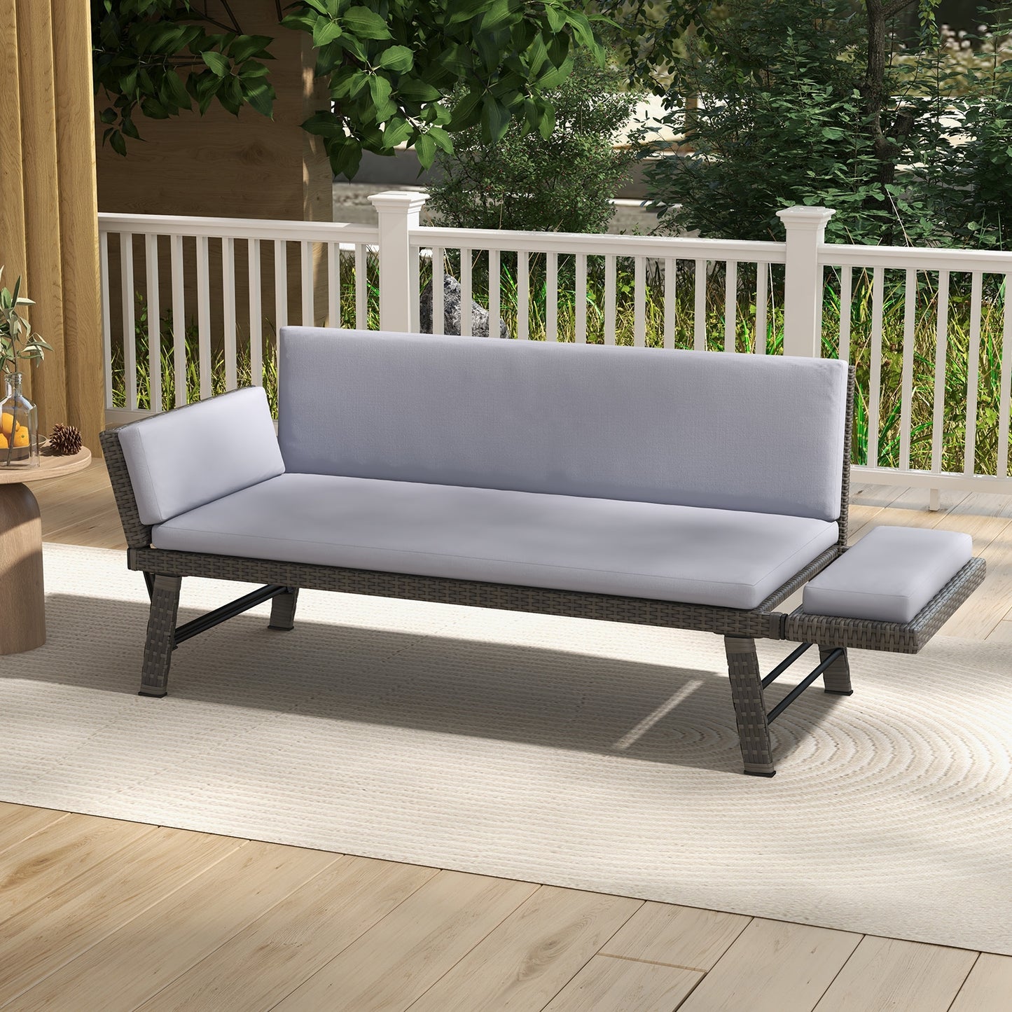 Outdoor Convertible Sofa Daybed, Adjustable Armrests, Gray Patio Conversation Sets at Gallery Canada