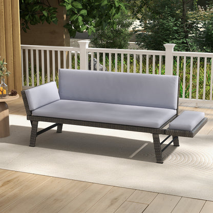 Outdoor Convertible Sofa Daybed, Adjustable Armrests, Gray Patio Conversation Sets at Gallery Canada