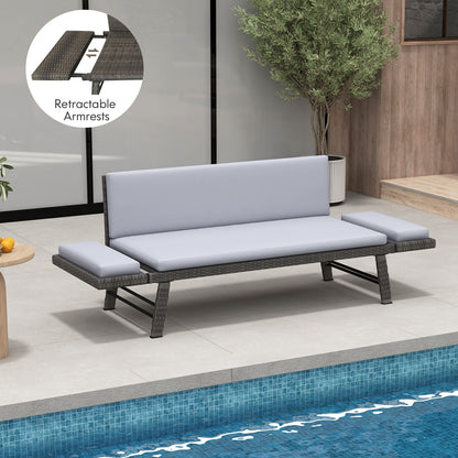 Outdoor Convertible Sofa Daybed, Adjustable Armrests, Gray Patio Conversation Sets at Gallery Canada