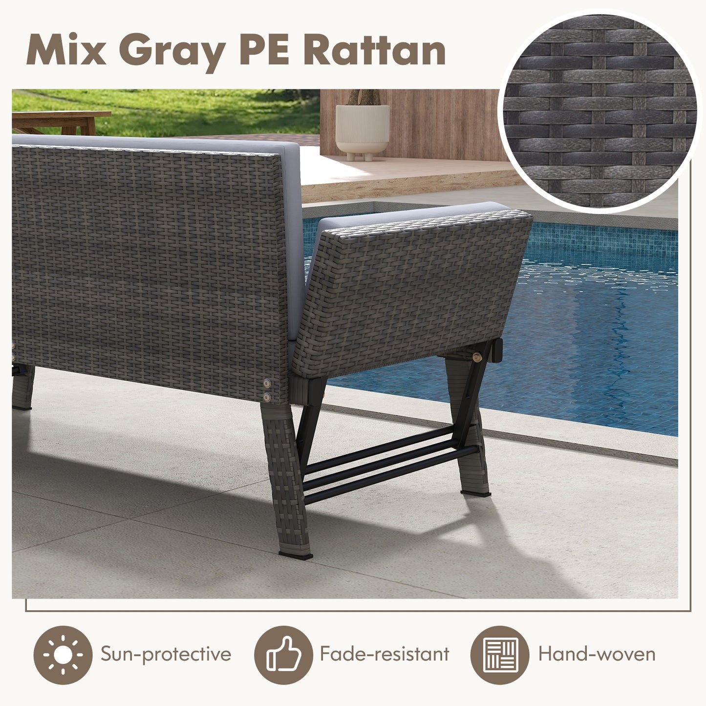 Outdoor Convertible Sofa Daybed, Adjustable Armrests, Gray Patio Conversation Sets at Gallery Canada