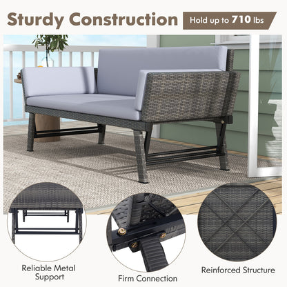 Outdoor Convertible Sofa Daybed, Adjustable Armrests, Gray Patio Conversation Sets at Gallery Canada