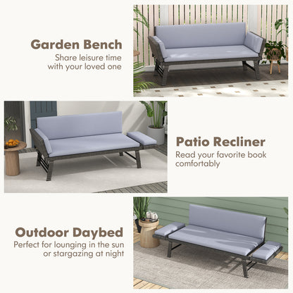 Outdoor Convertible Sofa Daybed, Adjustable Armrests, Gray Patio Conversation Sets at Gallery Canada