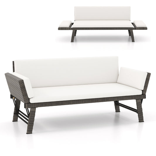 Outdoor Convertible Sofa Daybed, Adjustable Armrests, Off White Patio Conversation Sets Off White at Gallery Canada