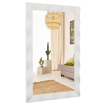 Farmhouse Wall Mirror, 41.5 x 28 Inches, Solid Wood Frame, White Wall Mirrors White at Gallery Canada