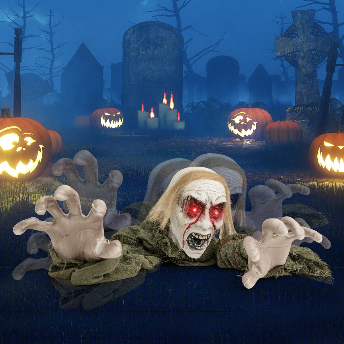Halloween Climbing Zombie With Light Up Eyes, Green Halloween at Gallery Canada
