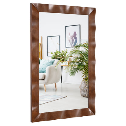 41.5 x 28 Inches Farmhouse Wall Mirror, Solid Wood Frame, Brown Wall Mirrors at Gallery Canada
