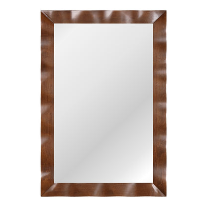 41.5 x 28 Inches Farmhouse Wall Mirror, Solid Wood Frame, Brown Wall Mirrors at Gallery Canada